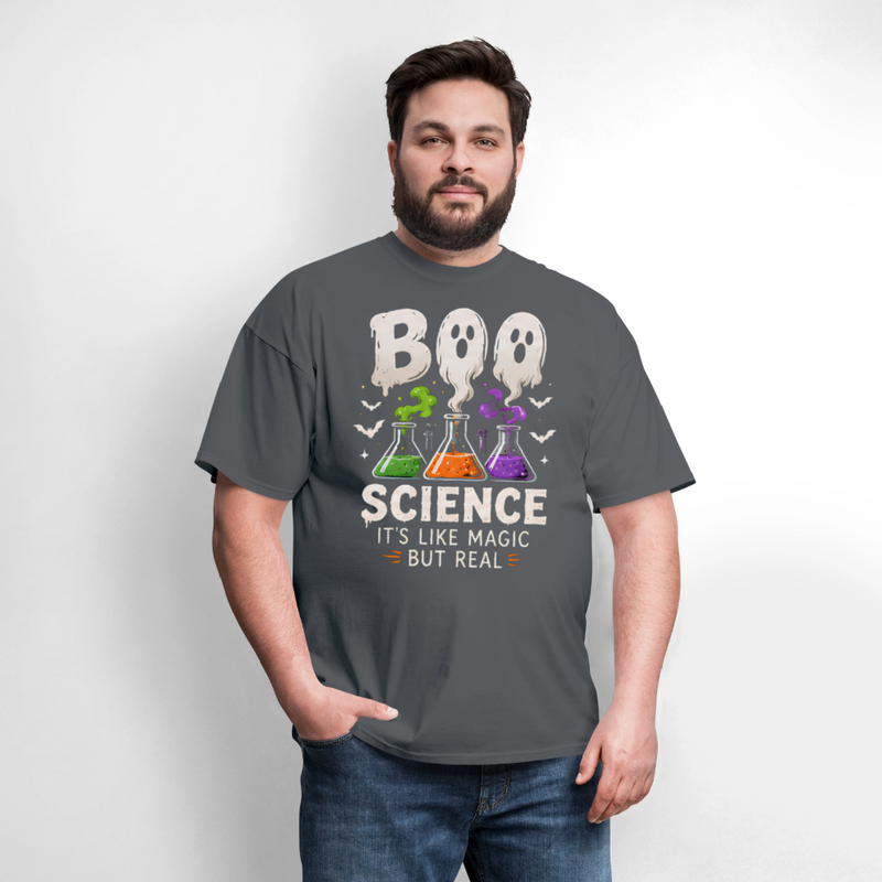 BOO SCIENCE HALLOWEEN Men's T-Shirt - charcoal