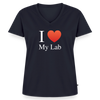 "I Love My Lab" - Women's Premium Organic V-Neck T-shirt - navy