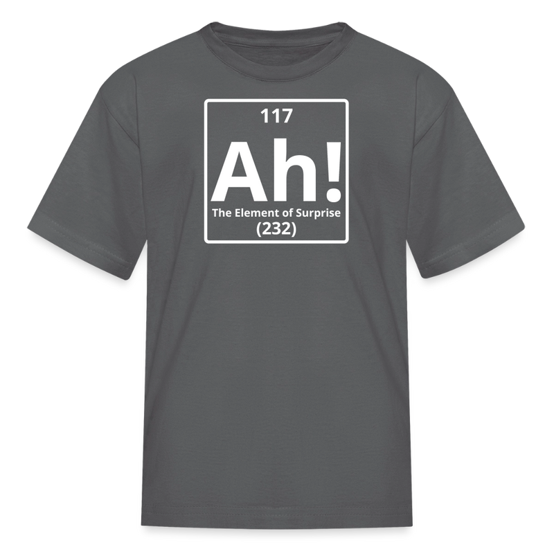"Ah! The Element of Surprise" Kids Science T-Shirt – Funny Chemistry Tee Inspired by Project Hail Mary - charcoal