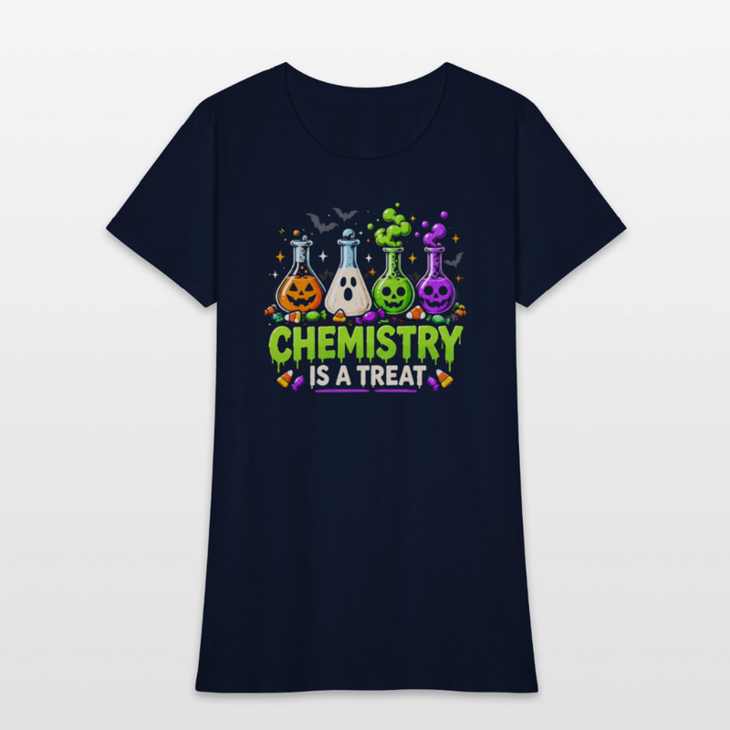 Chemistry is a Treat Halloween Women's T-Shirt - navy