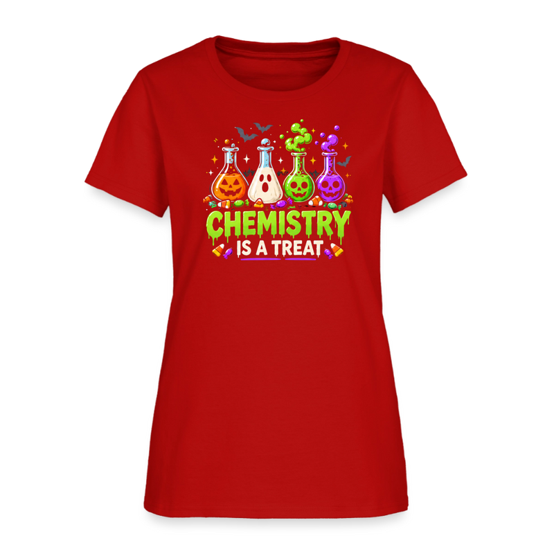 Chemistry is a Treat Halloween Women's T-Shirt - red