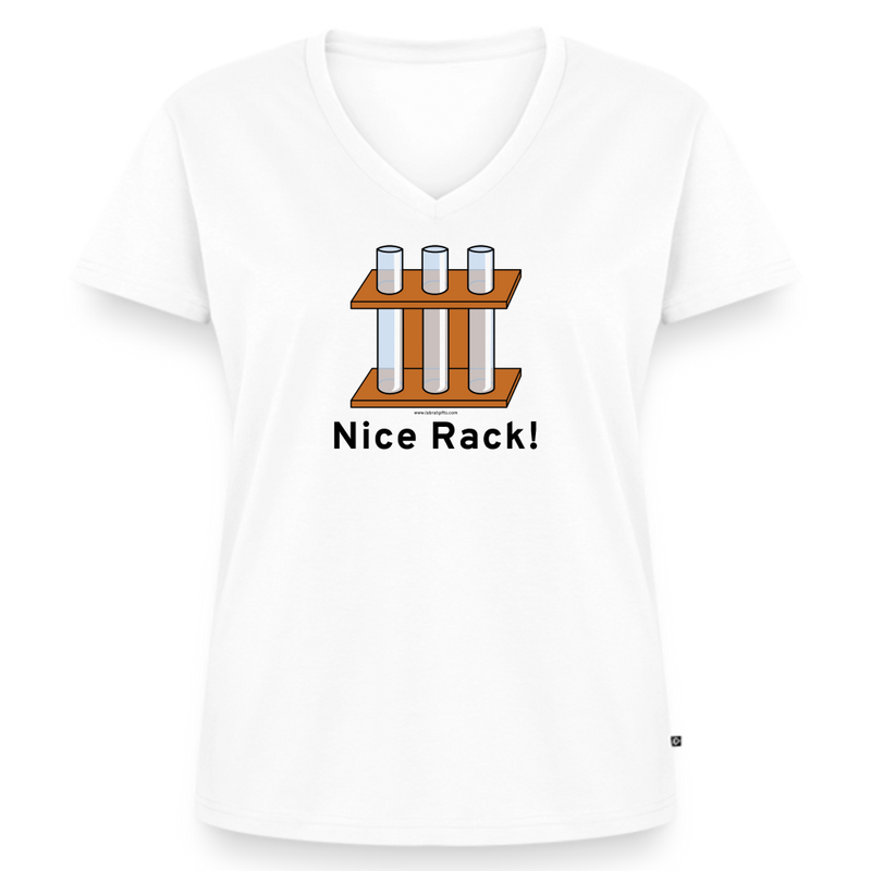 "Nice Rack" - Women's Premium Organic V-Neck T-shirt - white