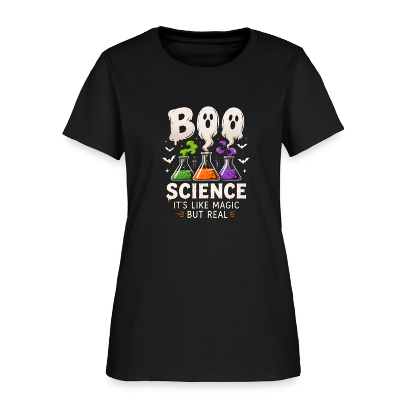 BOO Science Its like Magic but Real Halloween Women's T-Shirt - black
