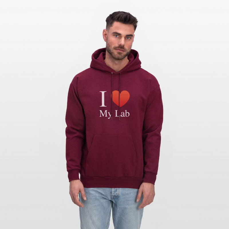 "I Love My Lab" - Men's Hoodie - burgundy