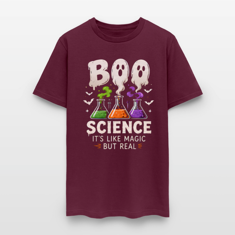 BOO SCIENCE HALLOWEEN Men's T-Shirt - burgundy