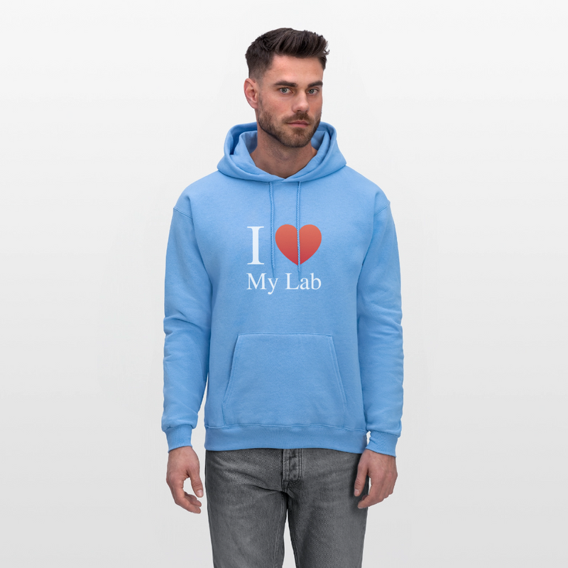 "I Love My Lab" - Men's Hoodie - carolina blue
