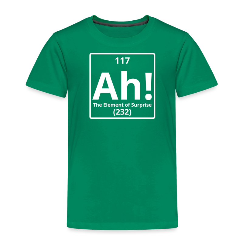 "Ah! The Element of Surprise" Toddler T-Shirt – Funny Science Tee for Little STEM Explorers - kelly green