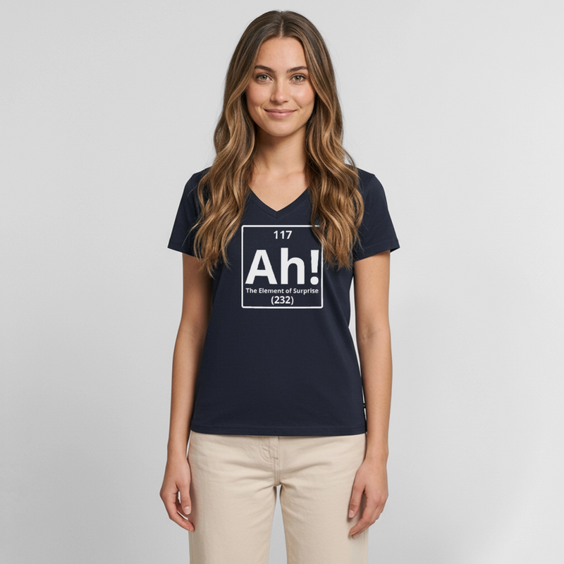 "Ah - Surprise - Women's Premium Organic V-Neck T-shirt - navy