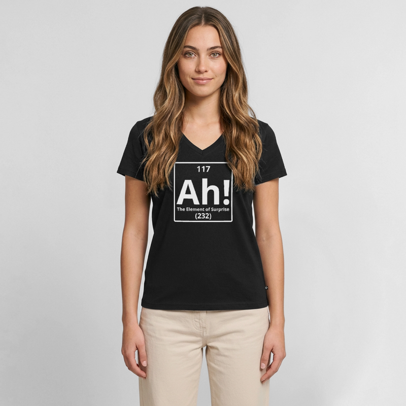 "Ah - Surprise - Women's Premium Organic V-Neck T-shirt - black