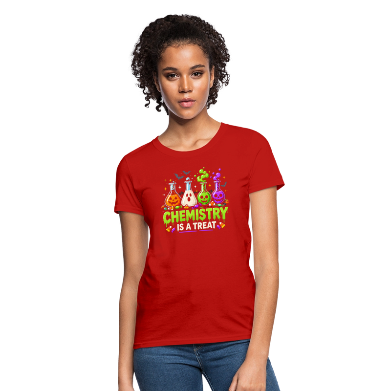 Chemistry is a Treat Halloween Women's T-Shirt - red