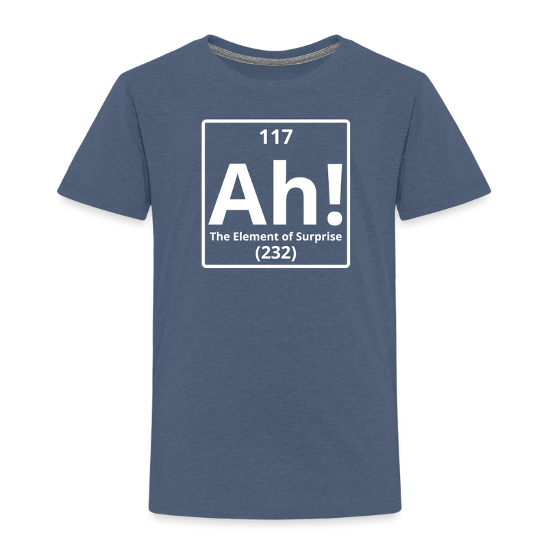 "Ah! The Element of Surprise" Toddler T-Shirt – Funny Science Tee for Little STEM Explorers - heather blue