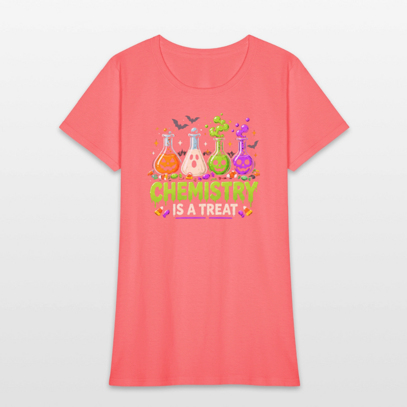 Chemistry is a Treat Halloween Women's T-Shirt - coral