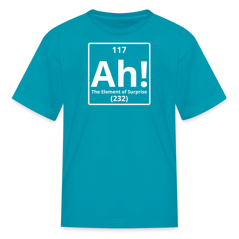 "Ah! The Element of Surprise" Kids Science T-Shirt – Funny Chemistry Tee Inspired by Project Hail Mary - turquoise