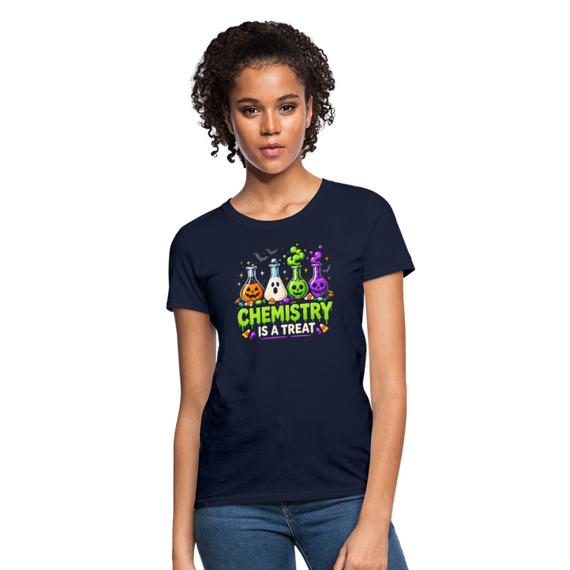 Chemistry is a Treat Halloween Women's T-Shirt - navy