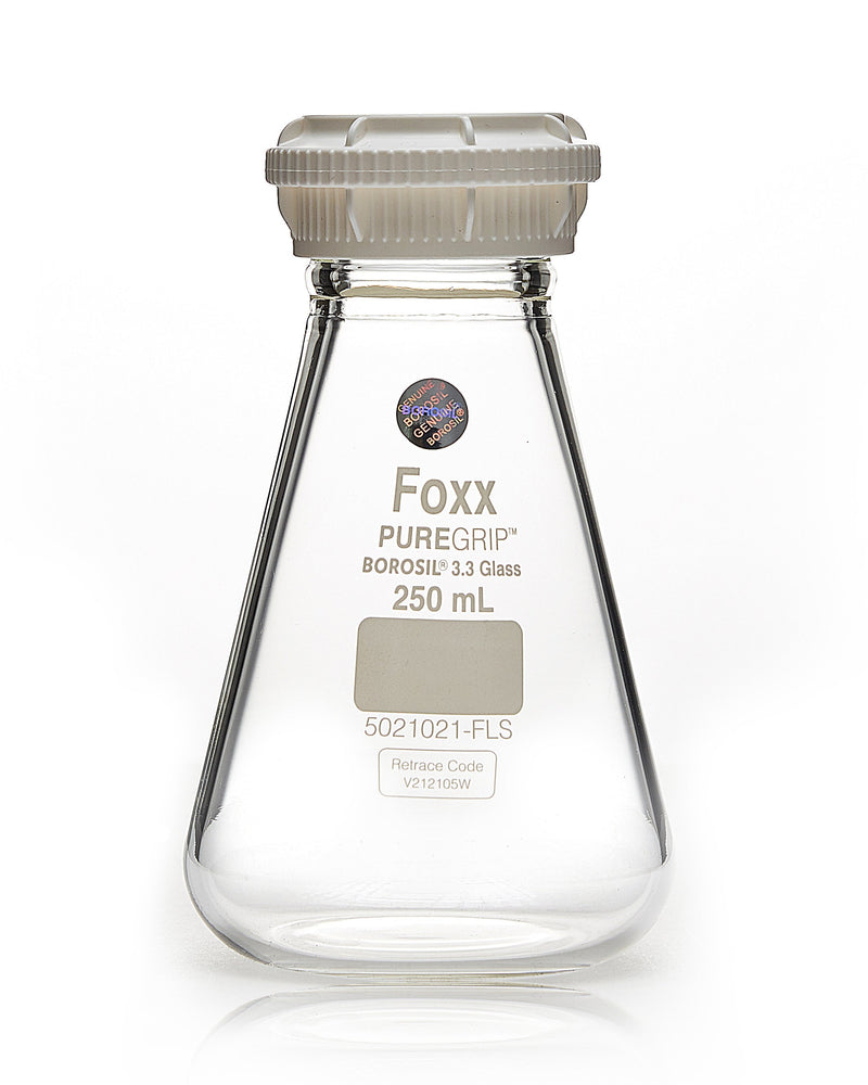 Borosil PUREGRIP Erlenmeyer Flasks with GL45 Screw Cap