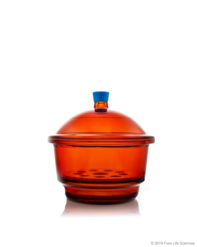 Borosil Amber Light-Blocking Glass Desiccator with Porcelain Plate - LabShopNow.com