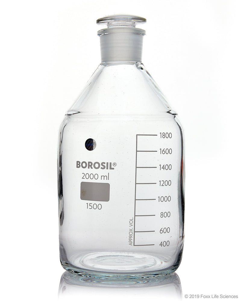 Borosil Clear Borosilicate Glass Reagent Bottles with Stoppers - LabShopNow.com