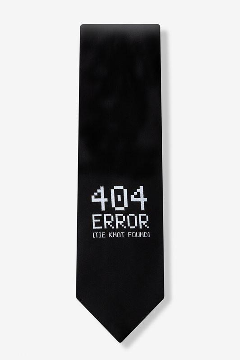 404 ERROR Extra Long Tie - Black space and astronomy necktie in quality microfiber for space enthusiasts and astronomers - LabRatGifts.com