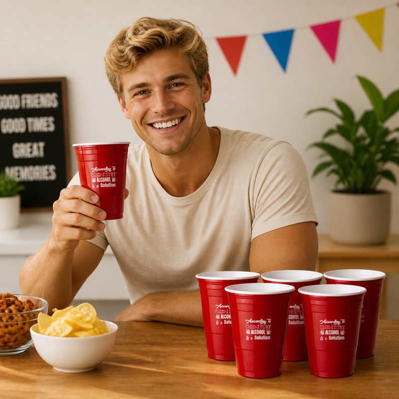 "According To Chemistry Alcohol Is A Solution" - Red Stadium Cup 6 Pack