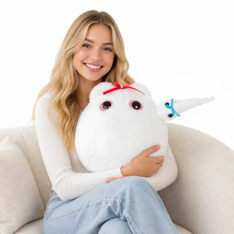 Egg Cell XL Size & Mini Magnetic Sperm Cell - GIANTmicrobes® Plush Toy