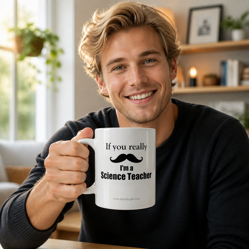 "If you really (moustache) I'm a Science Teacher" - Mug