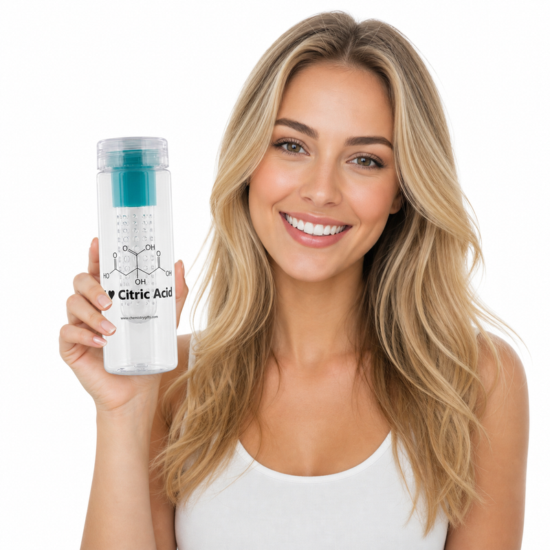 "I ♥ Citric Acid" - 25oz Fruit Infuser Water Bottle (teal)