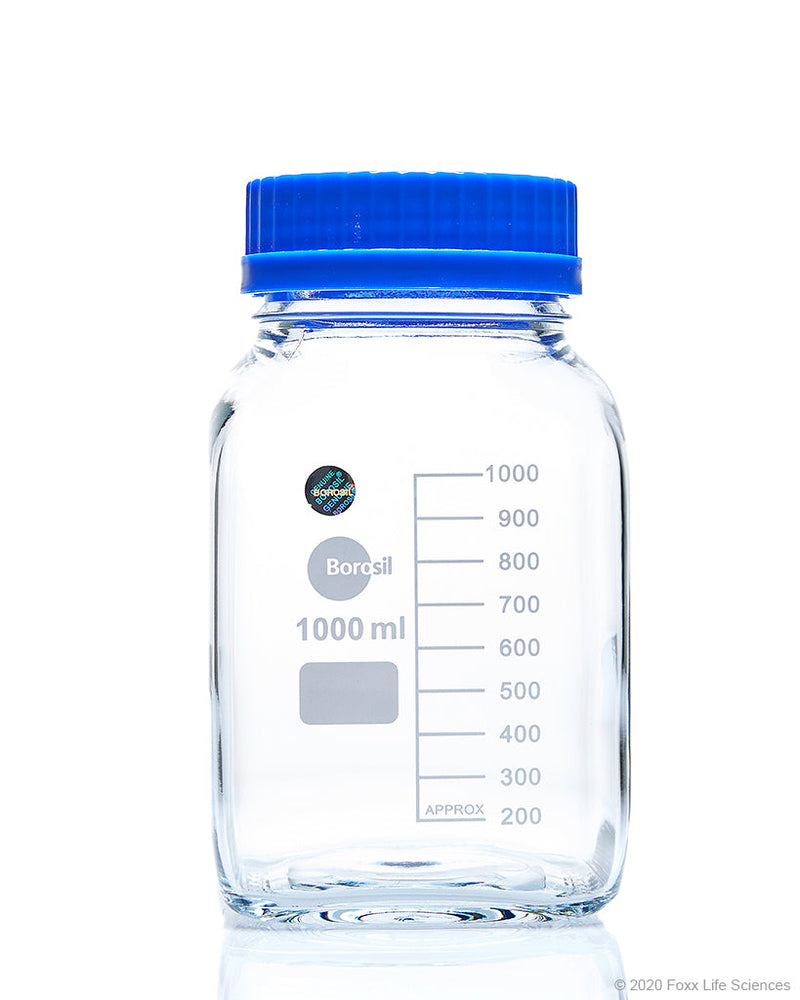 Borosil Square Wide Mouth Glass Reagent Bottles - LabShopNow.com