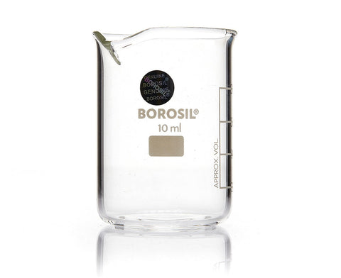 Borosil® Low-Form Glass Beakers with Spout - 10mL - CS/20