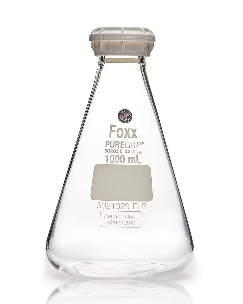PUREGRIP® Erlenmeyer / Conical Flasks with GL45 Screw Cap 1000 mL 10/Case