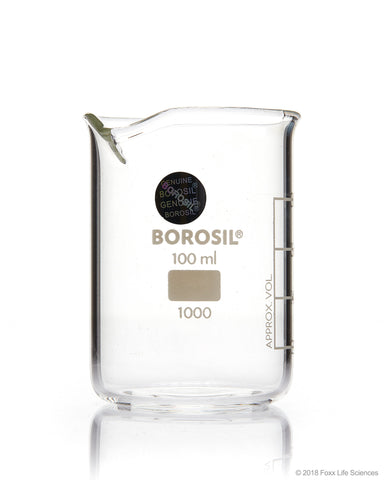Borosil® Beaker Griffin Low Form with Spout Graduated ISO 3819 Borosilicate 100mL CS/40