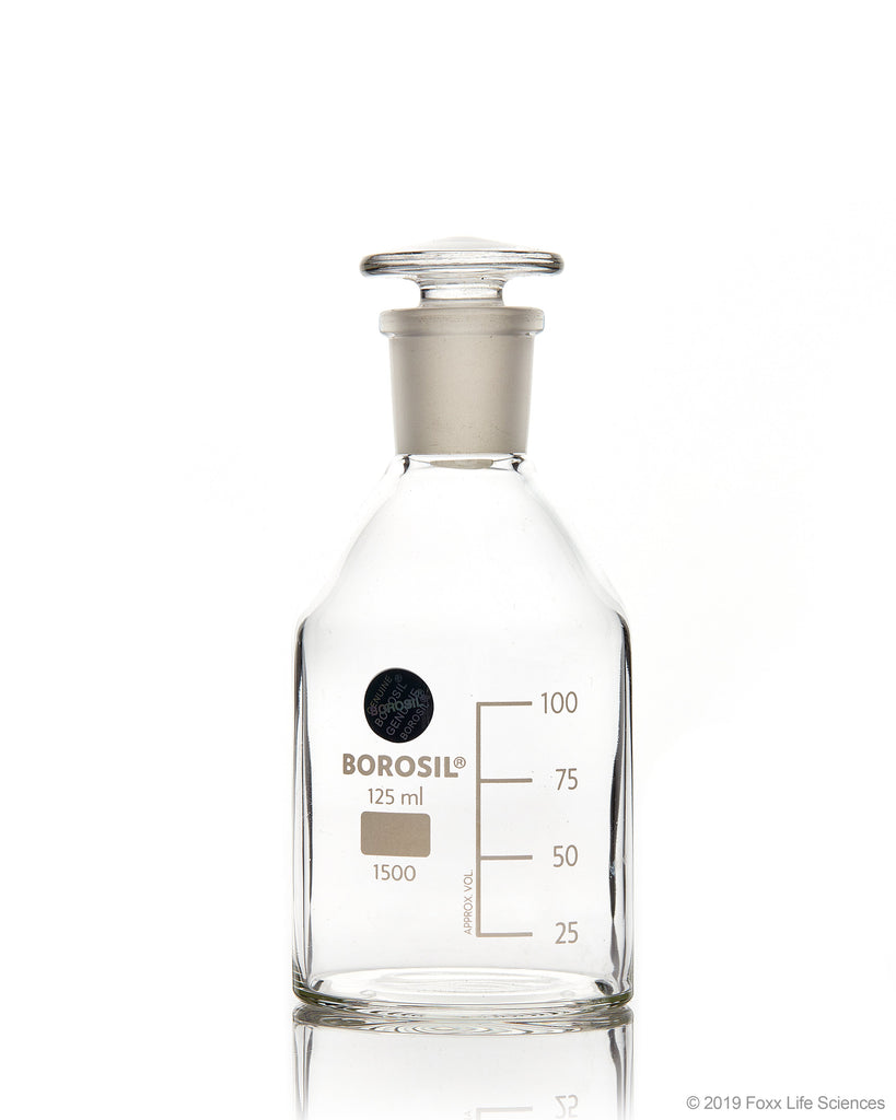 Borosil® Clear Reagent Bottles with Stoppers - 125mL - 19/26 - CS/50