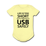"Life is too Short" (black) - Baby Short Sleeve One Piece lemon / Newborn - LabRatGifts - 3