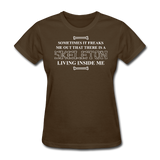 "Skeleton Inside Me" - Women's T-Shirt brown / S - LabRatGifts - 3
