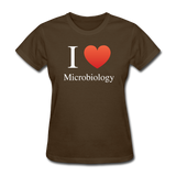 "I ♥ Microbiology" (white) - Women's T-Shirt brown / S - LabRatGifts - 7