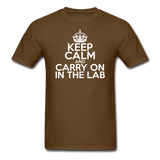 "Keep Calm and Carry On in the Lab" (white) - Men's T-Shirt brown / S - LabRatGifts - 10