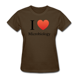 "I ♥ Microbiology" (black) - Women's T-Shirt brown / S - LabRatGifts - 10