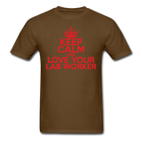 "Keep Calm and Love Your Lab Worker" (red) - Men's T-Shirt brown / S - LabRatGifts - 9