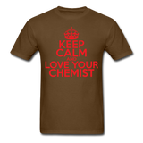 "Keep Calm and Love Your Chemist" (red) - Men's T-Shirt brown / S - LabRatGifts - 9