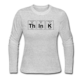 "ThInK" (black) - Women's Long Sleeve T-Shirt gray / S - LabRatGifts - 2