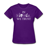 "In Science We Trust" (white) - Women's T-Shirt purple / S - LabRatGifts - 3