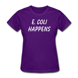 "E. Coli Happens" (white) - Women's T-Shirt purple / S - LabRatGifts - 3
