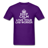 "Keep Calm and Love Your Lab Worker" (white) - Men's T-Shirt purple / S - LabRatGifts - 9