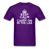 "Keep Calm and Carry On in the Lab" (white) - Men's T-Shirt purple / S - LabRatGifts - 9