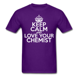 "Keep Calm and Love Your Chemist" (white) - Men's T-Shirt purple / S - LabRatGifts - 9