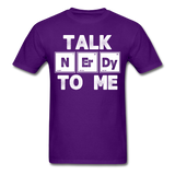 "Talk NErDy To Me" (white) - Men's T-Shirt purple / S - LabRatGifts - 14