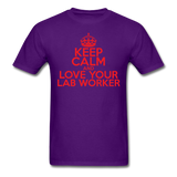 "Keep Calm and Love Your Lab Worker" (red) - Men's T-Shirt purple / S - LabRatGifts - 11