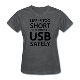 "Life is too Short" (black) - Women's T-Shirt deep heather / S - LabRatGifts - 7