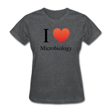 "I ♥ Microbiology" (black) - Women's T-Shirt deep heather / S - LabRatGifts - 3