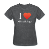 "I ♥ Microbiology" (white) - Women's T-Shirt deep heather / S - LabRatGifts - 8