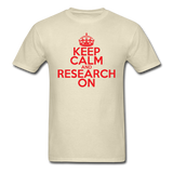 "Keep Calm and Research On" (red) - Men's T-Shirt khaki / S - LabRatGifts - 4